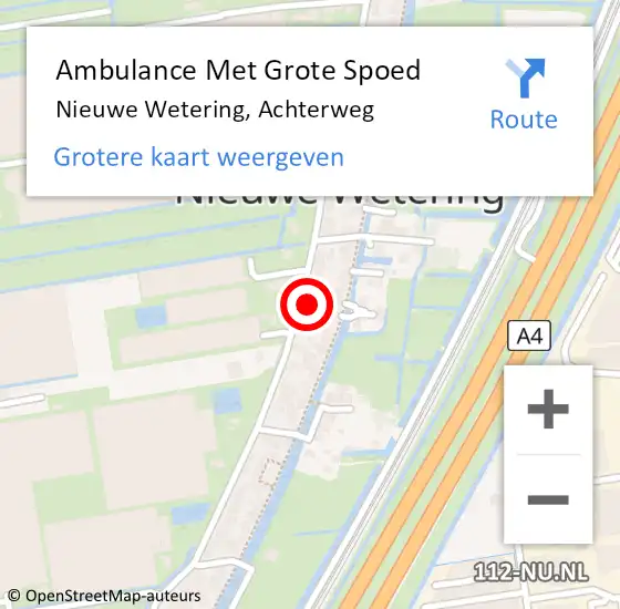 Locatie op kaart van de 112 melding: Ambulance Met Grote Spoed Naar Nieuwe Wetering, Achterweg op 29 mei 2016 06:52