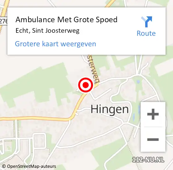 Locatie op kaart van de 112 melding: Ambulance Met Grote Spoed Naar Echt, Sint Joosterweg op 29 mei 2016 07:16