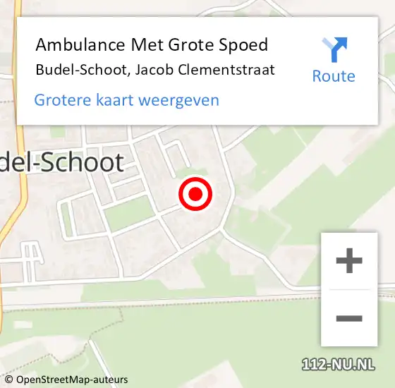 Locatie op kaart van de 112 melding: Ambulance Met Grote Spoed Naar Budel-Schoot, Jacob Clementstraat op 29 mei 2016 08:02