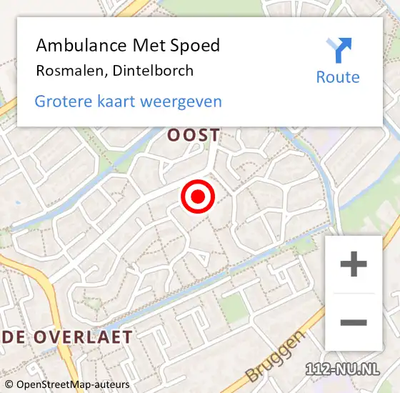 Locatie op kaart van de 112 melding: Ambulance Met Spoed Naar Rosmalen, Dintelborch op 29 mei 2016 08:51