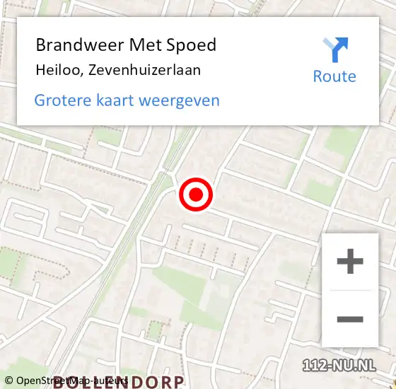 Locatie op kaart van de 112 melding: Brandweer Met Spoed Naar Heiloo, Zevenhuizerlaan op 29 mei 2016 09:12