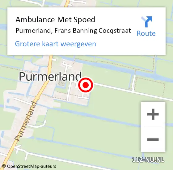 Locatie op kaart van de 112 melding: Ambulance Met Spoed Naar Purmerland, Frans Banning Cocqstraat op 29 mei 2016 09:40