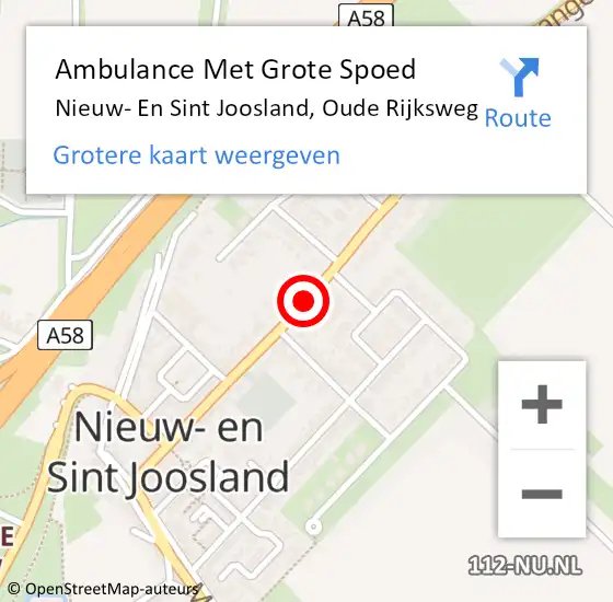 Locatie op kaart van de 112 melding: Ambulance Met Grote Spoed Naar Nieuw- En Sint Joosland, Oude Rijksweg op 29 mei 2016 10:09