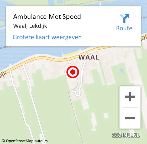 Locatie op kaart van de 112 melding: Ambulance Met Spoed Naar Waal, Lekdijk op 29 mei 2016 10:28