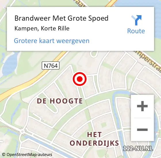 Locatie op kaart van de 112 melding: Brandweer Met Grote Spoed Naar Kampen, Korte Rille op 29 mei 2016 10:32