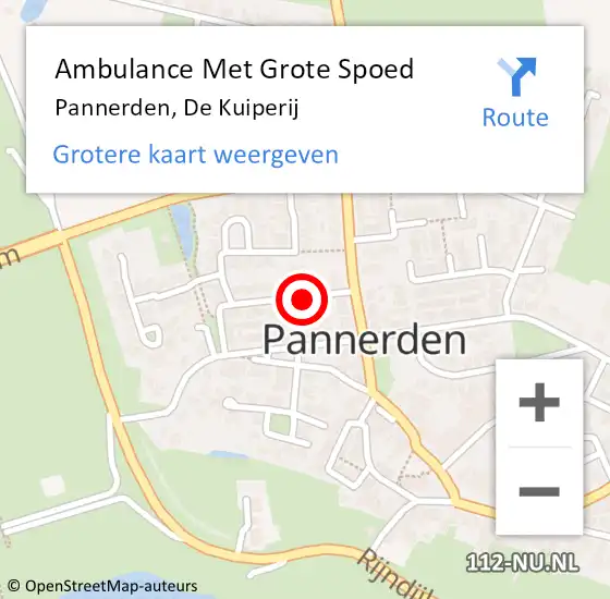 Locatie op kaart van de 112 melding: Ambulance Met Grote Spoed Naar Pannerden, De Kuiperij op 29 mei 2016 11:36