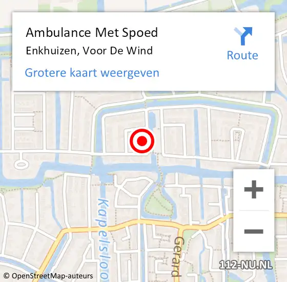 Locatie op kaart van de 112 melding: Ambulance Met Spoed Naar Enkhuizen, Voor De Wind op 29 mei 2016 12:03