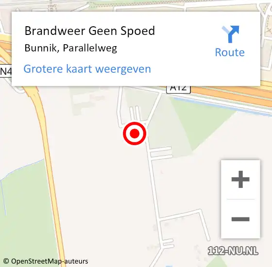 Locatie op kaart van de 112 melding: Brandweer Geen Spoed Naar Bunnik, Parallelweg op 29 mei 2016 12:15