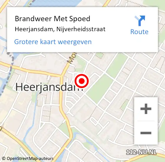 Locatie op kaart van de 112 melding: Brandweer Met Spoed Naar Heerjansdam, Nijverheidsstraat op 29 mei 2016 12:23