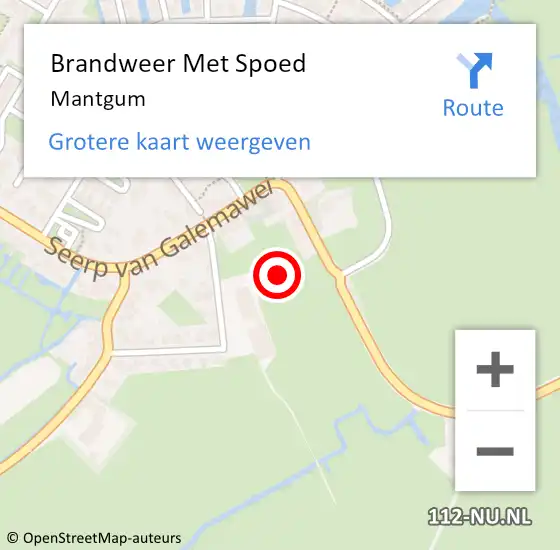 Locatie op kaart van de 112 melding: Brandweer Met Spoed Naar Mantgum op 29 mei 2016 12:45