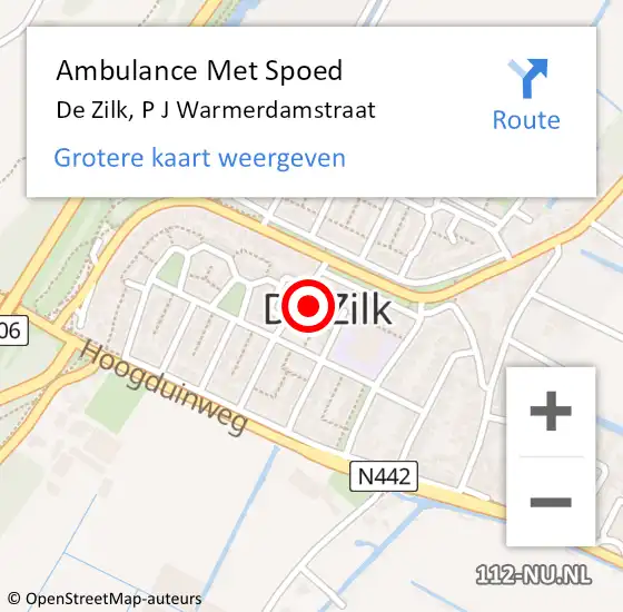 Locatie op kaart van de 112 melding: Ambulance Met Spoed Naar De Zilk, P J Warmerdamstraat op 29 mei 2016 13:38