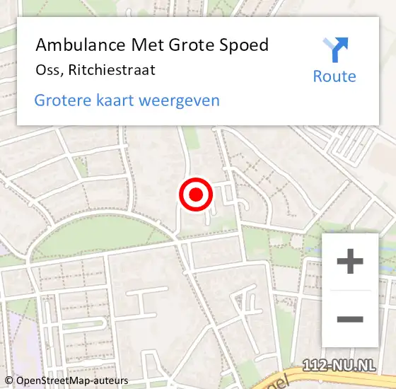 Locatie op kaart van de 112 melding: Ambulance Met Grote Spoed Naar Oss, Ritchiestraat op 29 mei 2016 14:20