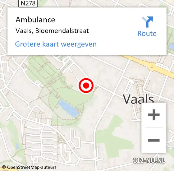 Locatie op kaart van de 112 melding: Ambulance Vaals, Bloemendalstraat op 16 december 2013 15:43