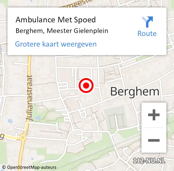 Locatie op kaart van de 112 melding: Ambulance Met Spoed Naar Berghem, Meester Gielenplein op 29 mei 2016 17:07