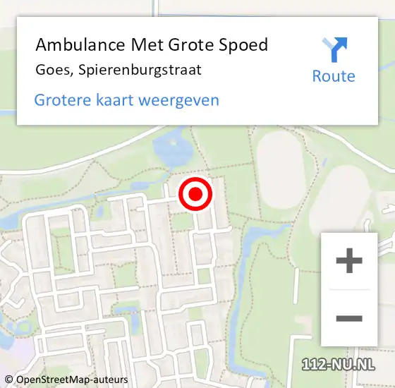 Locatie op kaart van de 112 melding: Ambulance Met Grote Spoed Naar Goes, Spierenburgstraat op 29 mei 2016 18:14