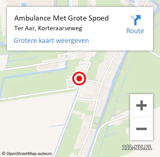 Locatie op kaart van de 112 melding: Ambulance Met Grote Spoed Naar Ter Aar, Korteraarseweg op 29 mei 2016 19:22