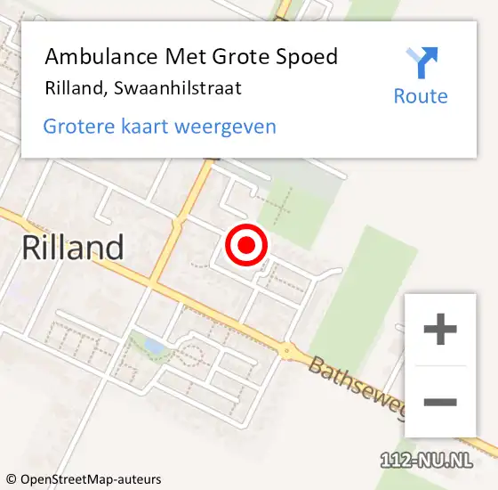 Locatie op kaart van de 112 melding: Ambulance Met Grote Spoed Naar Rilland, Swaanhilstraat op 29 mei 2016 20:21