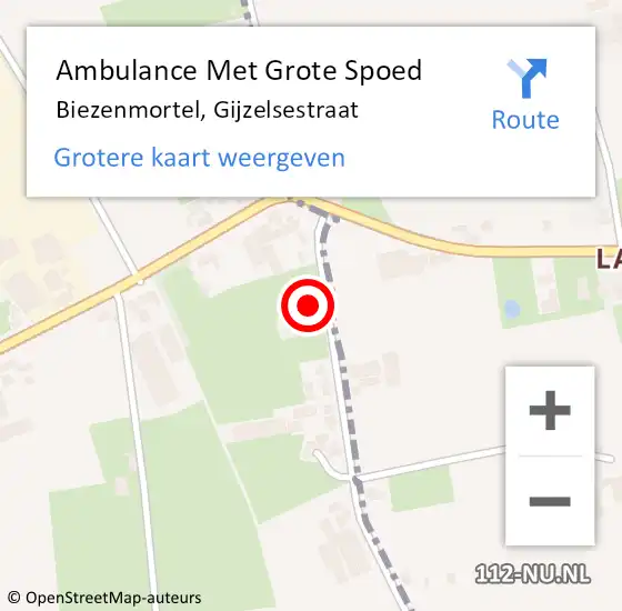 Locatie op kaart van de 112 melding: Ambulance Met Grote Spoed Naar Biezenmortel, Gijzelsestraat op 29 mei 2016 20:27