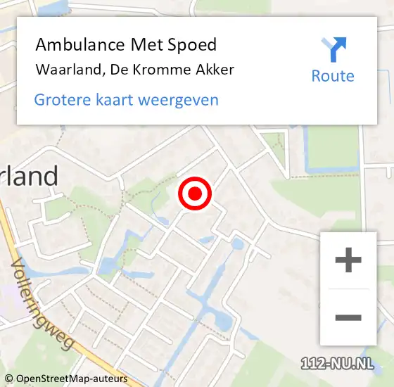 Locatie op kaart van de 112 melding: Ambulance Met Spoed Naar Waarland, De Kromme Akker op 29 mei 2016 20:53