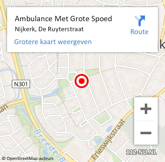 Locatie op kaart van de 112 melding: Ambulance Met Grote Spoed Naar Nijkerk, De Ruyterstraat op 29 mei 2016 21:03