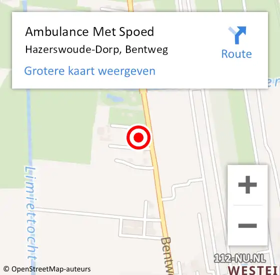 Locatie op kaart van de 112 melding: Ambulance Met Spoed Naar Hazerswoude-Dorp, Bentweg op 29 mei 2016 21:11