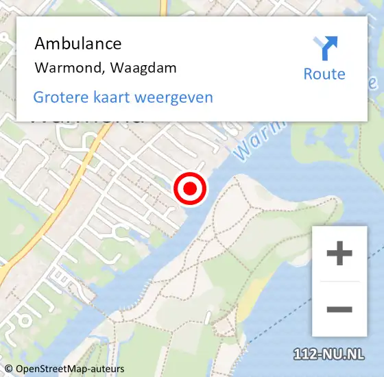 Locatie op kaart van de 112 melding: Ambulance Warmond, Waagdam op 29 mei 2016 21:16