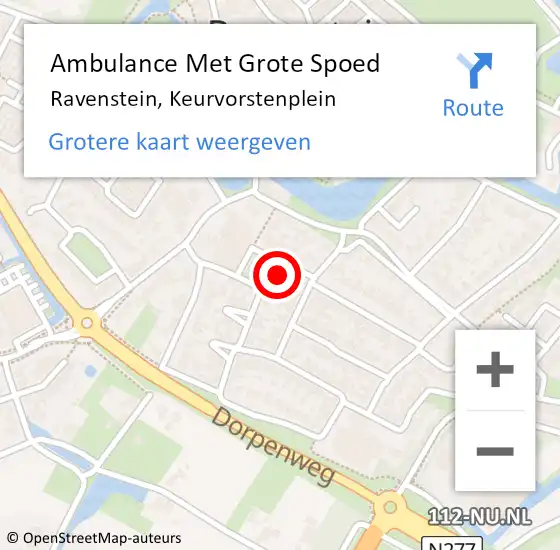 Locatie op kaart van de 112 melding: Ambulance Met Grote Spoed Naar Ravenstein, Keurvorstenplein op 29 mei 2016 21:32