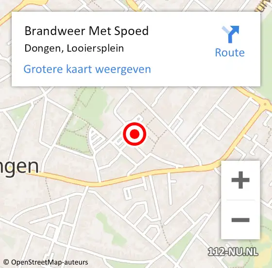 Locatie op kaart van de 112 melding: Brandweer Met Spoed Naar Dongen, Looiersplein op 16 december 2013 16:07