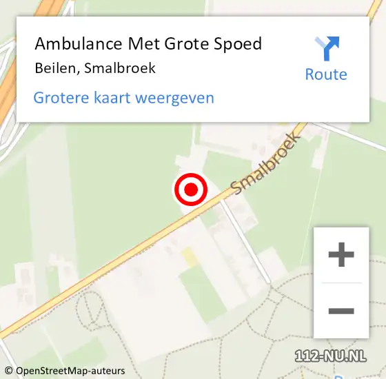 Locatie op kaart van de 112 melding: Ambulance Met Grote Spoed Naar Beilen, Smalbroek op 29 mei 2016 21:58