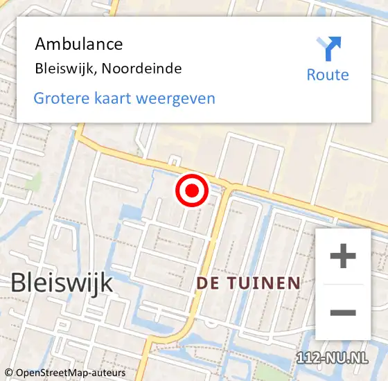 Locatie op kaart van de 112 melding: Ambulance Bleiswijk, Noordeinde op 29 mei 2016 22:11