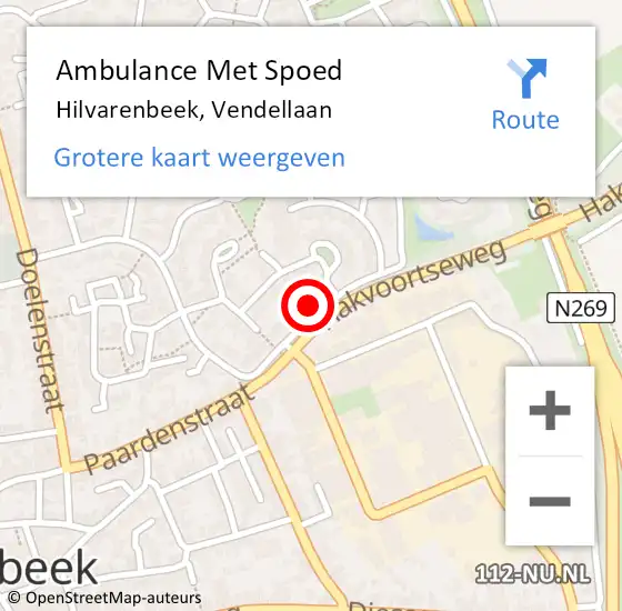 Locatie op kaart van de 112 melding: Ambulance Met Spoed Naar Hilvarenbeek, Vendellaan op 29 mei 2016 22:45