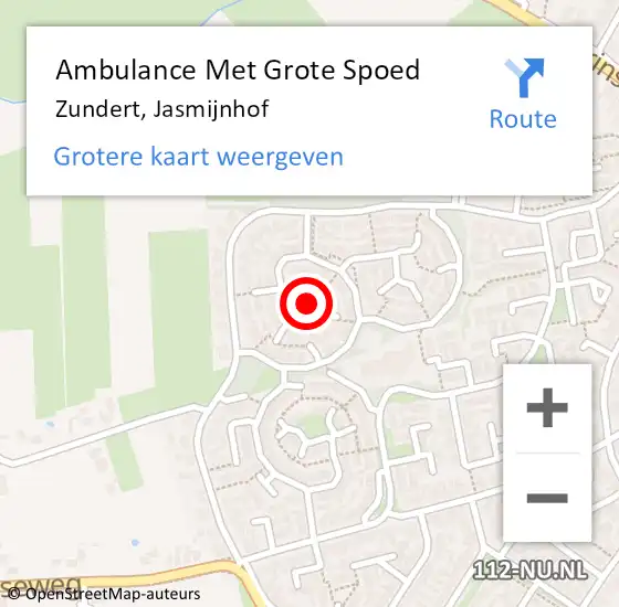 Locatie op kaart van de 112 melding: Ambulance Met Grote Spoed Naar Zundert, Jasmijnhof op 29 mei 2016 22:48