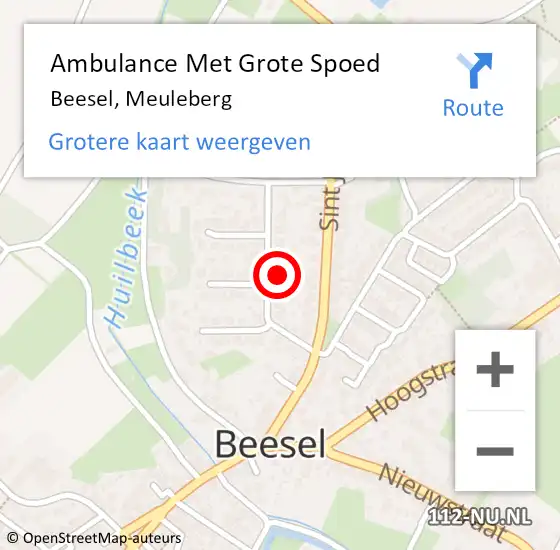 Locatie op kaart van de 112 melding: Ambulance Met Grote Spoed Naar Beesel, Meuleberg op 29 mei 2016 23:52
