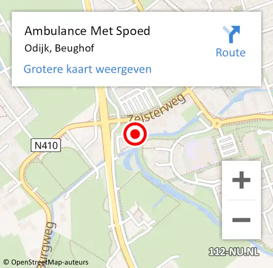 Locatie op kaart van de 112 melding: Ambulance Met Spoed Naar Odijk, Beughof op 30 mei 2016 00:08