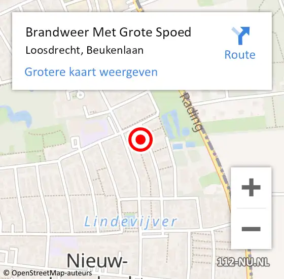 Locatie op kaart van de 112 melding: Brandweer Met Grote Spoed Naar Loosdrecht, Beukenlaan op 30 mei 2016 00:51