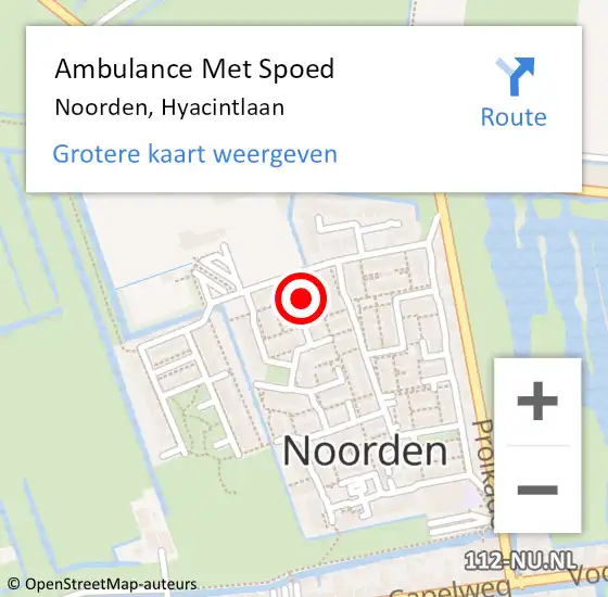 Locatie op kaart van de 112 melding: Ambulance Met Spoed Naar Noorden, Hyacintlaan op 30 mei 2016 02:44