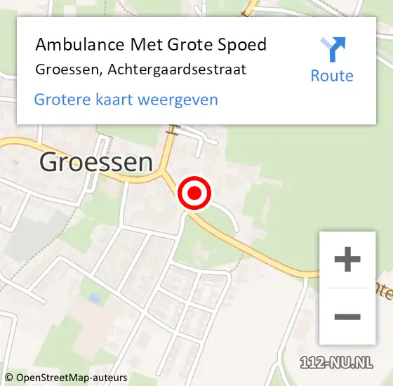 Locatie op kaart van de 112 melding: Ambulance Met Grote Spoed Naar Groessen, Achtergaardsestraat op 30 mei 2016 03:44