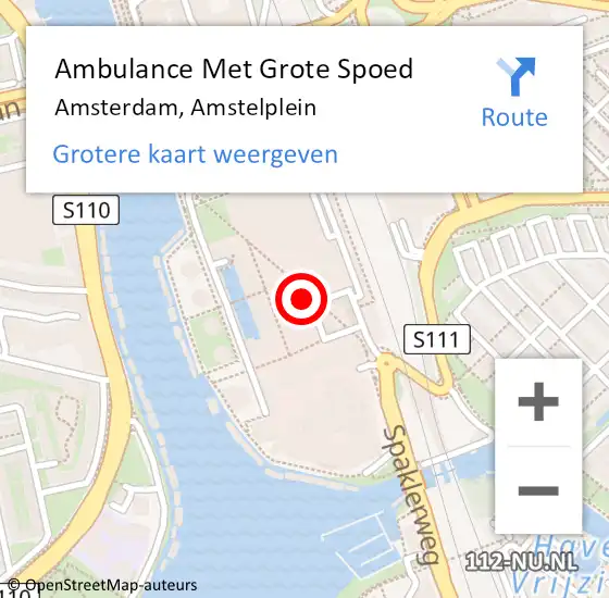 Locatie op kaart van de 112 melding: Ambulance Met Grote Spoed Naar Amsterdam, Amstelplein op 30 mei 2016 04:02