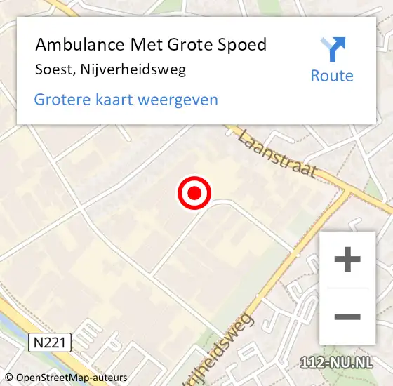 Locatie op kaart van de 112 melding: Ambulance Met Grote Spoed Naar Soest, Nijverheidsweg op 30 mei 2016 07:26