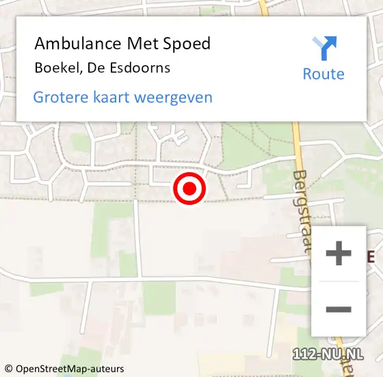 Locatie op kaart van de 112 melding: Ambulance Met Spoed Naar Boekel, De Esdoorns op 30 mei 2016 07:30