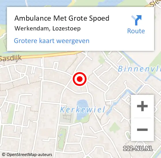 Locatie op kaart van de 112 melding: Ambulance Met Grote Spoed Naar Werkendam, Lozestoep op 30 mei 2016 07:36