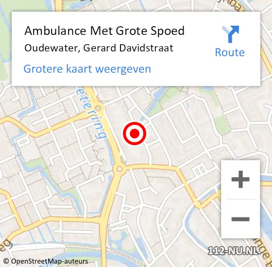 Locatie op kaart van de 112 melding: Ambulance Met Grote Spoed Naar Oudewater, Gerard Davidstraat op 30 mei 2016 08:28