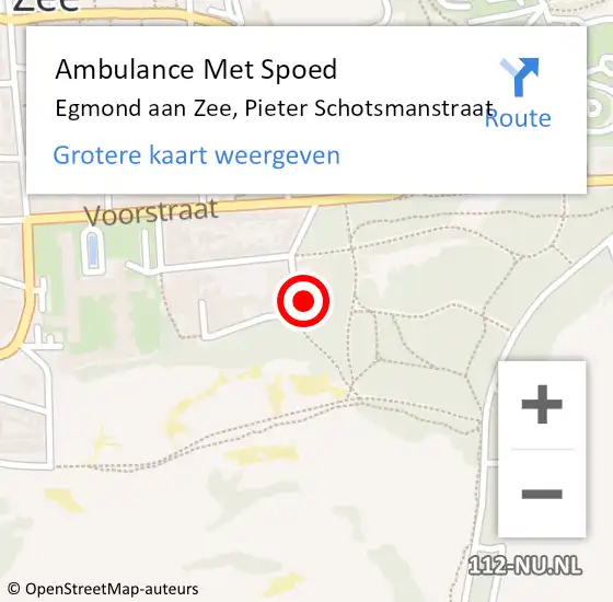 Locatie op kaart van de 112 melding: Ambulance Met Spoed Naar Egmond aan Zee, Pieter Schotsmanstraat op 16 december 2013 16:35