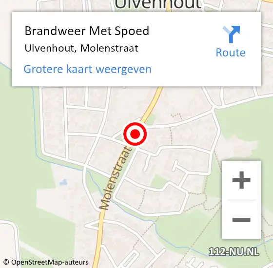 Locatie op kaart van de 112 melding: Brandweer Met Spoed Naar Ulvenhout, Molenstraat op 30 mei 2016 08:51