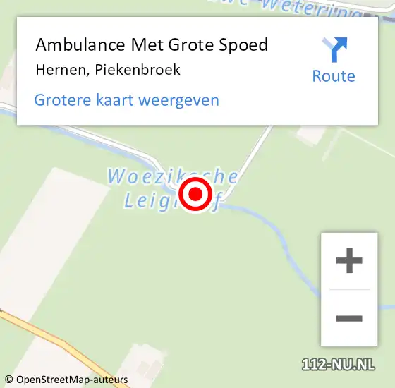 Locatie op kaart van de 112 melding: Ambulance Met Grote Spoed Naar Hernen, Piekenbroek op 30 mei 2016 09:04