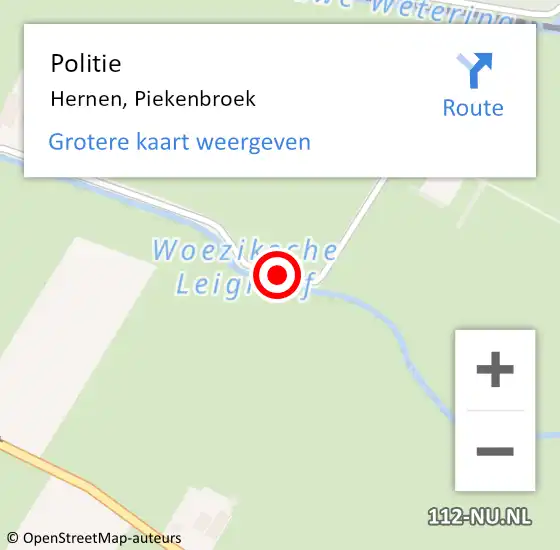 Locatie op kaart van de 112 melding: Politie Hernen, Piekenbroek op 30 mei 2016 09:09