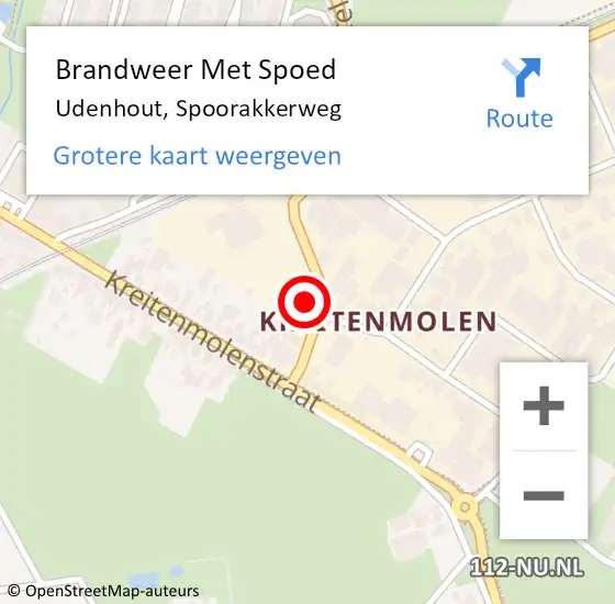 Locatie op kaart van de 112 melding: Brandweer Met Spoed Naar Udenhout, Spoorakkerweg op 30 mei 2016 11:20