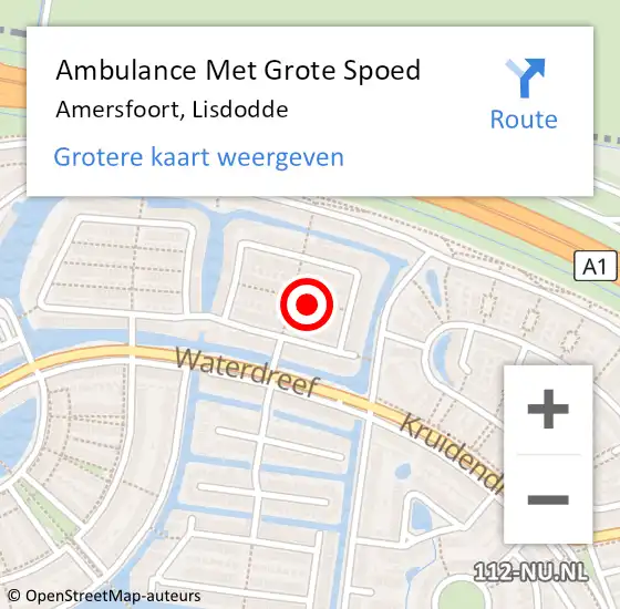 Locatie op kaart van de 112 melding: Ambulance Met Grote Spoed Naar Amersfoort, Lisdodde op 30 mei 2016 12:00