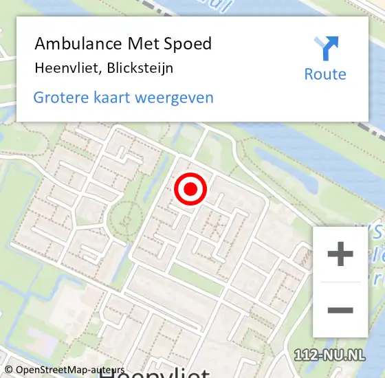 Locatie op kaart van de 112 melding: Ambulance Met Spoed Naar Heenvliet, Blicksteijn op 30 mei 2016 12:09