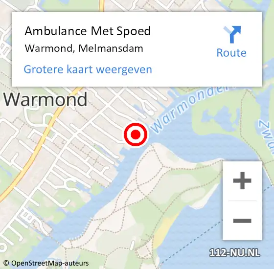 Locatie op kaart van de 112 melding: Ambulance Met Spoed Naar Warmond, Melmansdam op 30 mei 2016 12:57